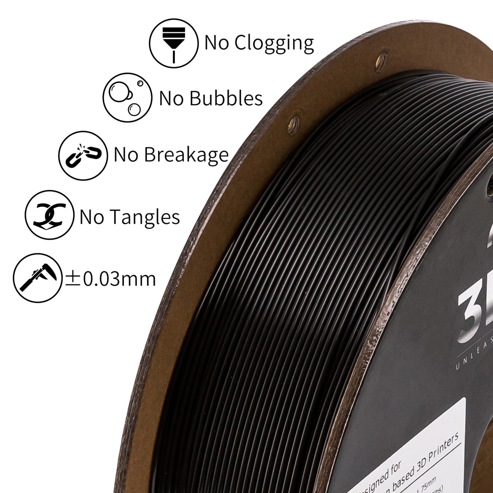 INLAND Micro Center PLA+ 3D Printing Filament 1.75mm - PLA Pro Dimensional Accuracy +/- 0.03 mm - 1kg Cardboard Spool (2.2 lbs) (1 Pack Black, 1.75mm) - Image 5