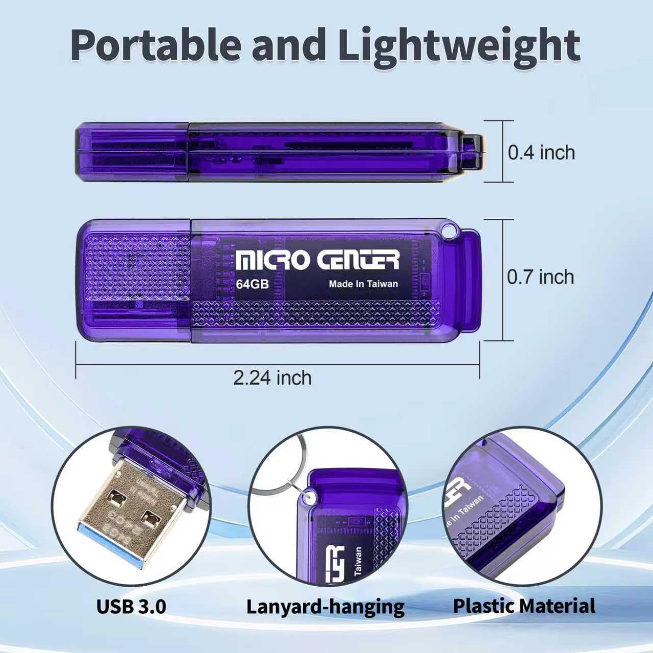 INLAND Micro Center Super Speed 64GB 2-Pack Ultra Flash Drive USB 3.0/USB 3.1 Gen1 Memory Stick with Keychain Thumb Drive Photo Stick Jump Drive - Image 6