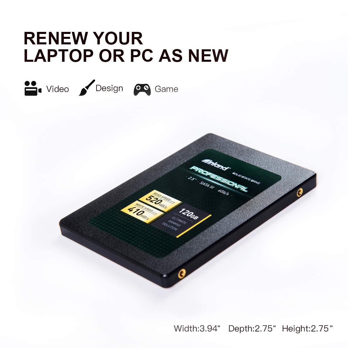 INLAND Professional 120GB SSD 3D NAND SATA III 6Gb/s 2.5" 7mm Internal Solid State Drive (120GB) - Image 5