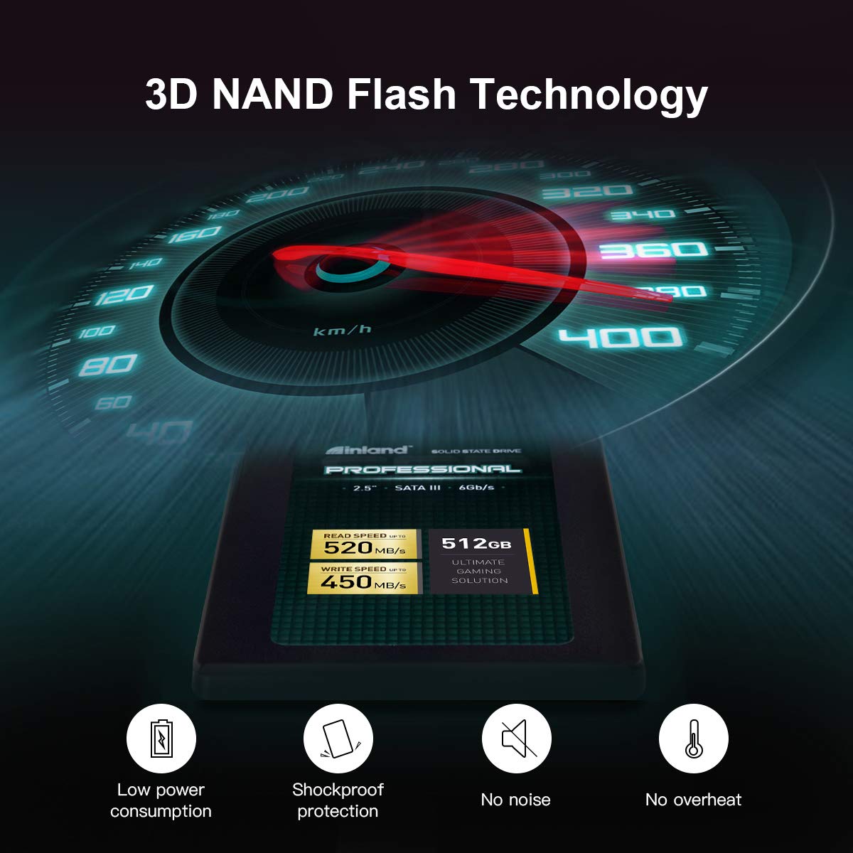 INLAND Professional 512GB SSD 3D TLC NAND SATA III 6Gb/s 2.5" 7mm Internal Solid State Drive (512GB) - Image 5