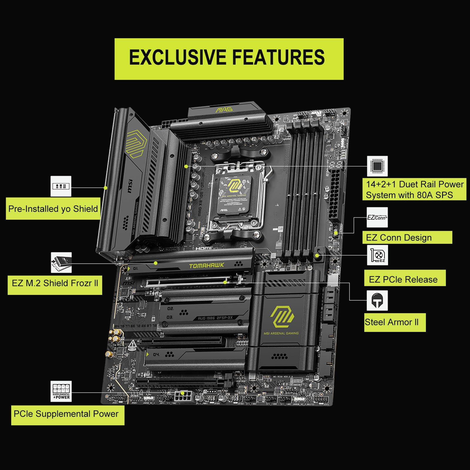 Micro Center AMD Ryzen 9 9950X CPU Processor with MSI MAG X870E Tomahawk WiFi ATX Motherboard (DDR5, PCIe 5.0 x16, M.2 Gen5, Wi-Fi 7, 5G LAN) - Image 3