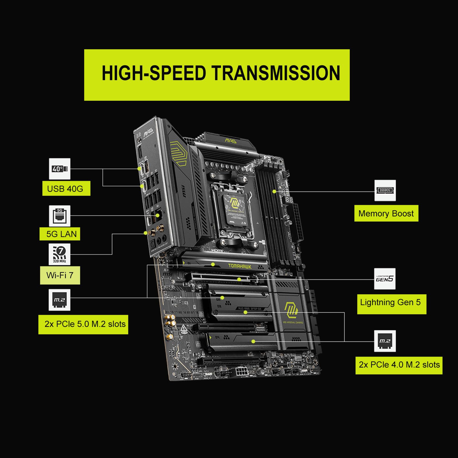 Micro Center AMD Ryzen 9 9950X CPU Processor with MSI MAG X870E Tomahawk WiFi ATX Motherboard (DDR5, PCIe 5.0 x16, M.2 Gen5, Wi-Fi 7, 5G LAN) - Image 4