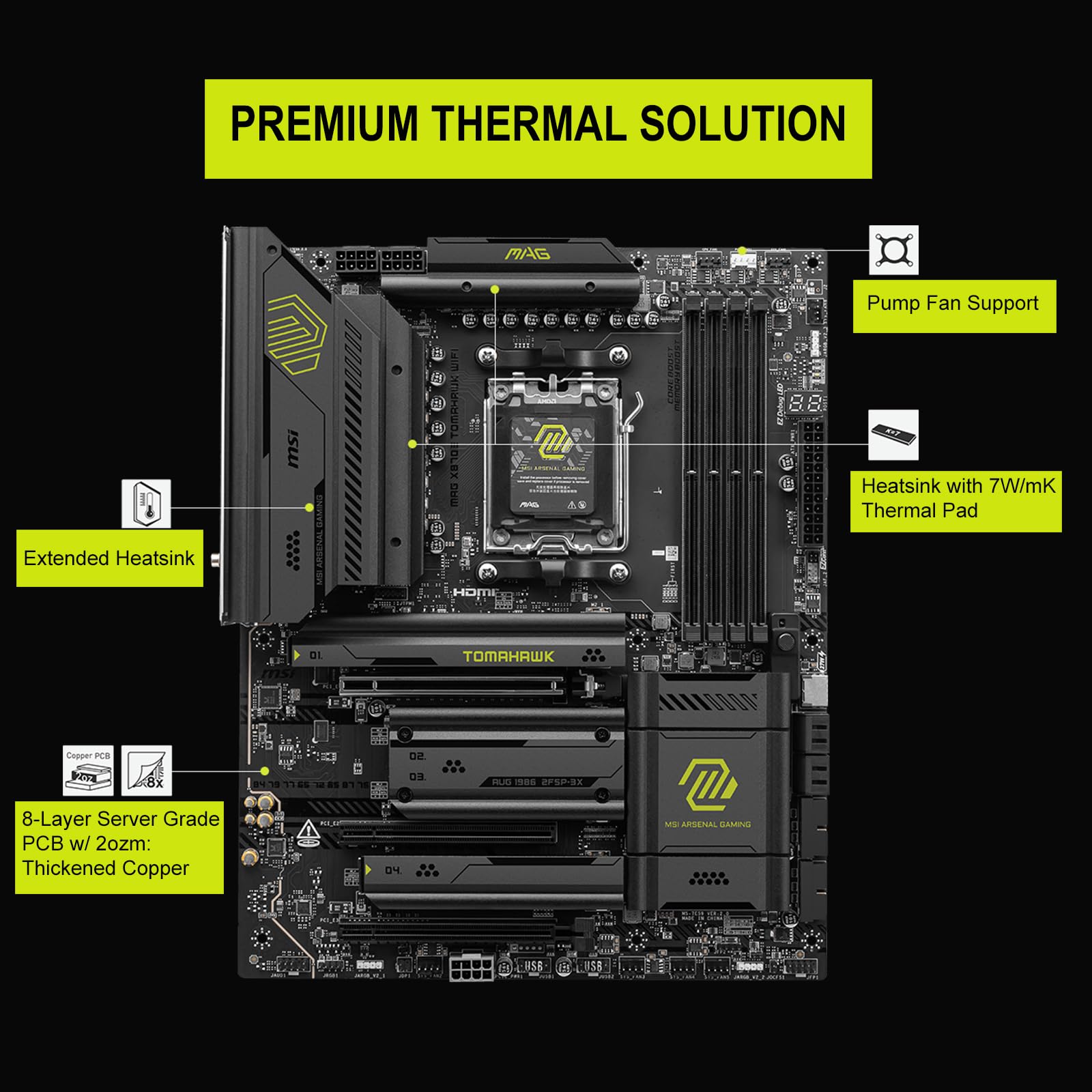 Micro Center AMD Ryzen 9 9950X CPU Processor with MSI MAG X870E Tomahawk WiFi ATX Motherboard (DDR5, PCIe 5.0 x16, M.2 Gen5, Wi-Fi 7, 5G LAN) - Image 5