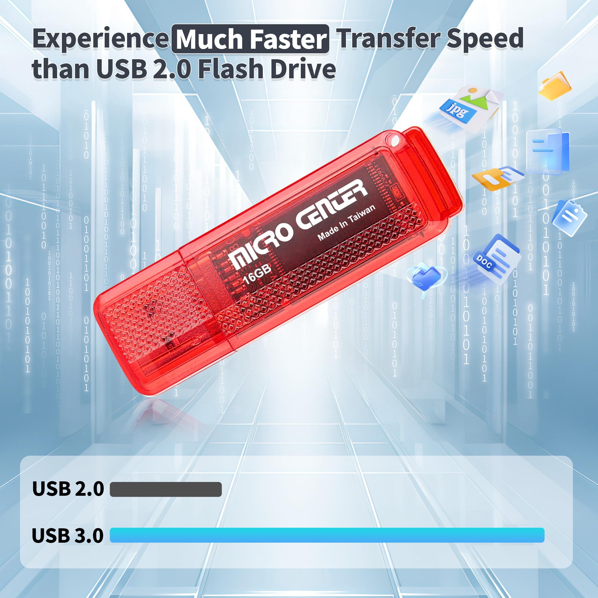 Micro Center SuperSpeed 2 Pack 16GB USB 3.0 Flash Drive Gum Size Memory Stick Thumb Drive Data Storage Jump Drive (16G 2-Pack) - Image 3