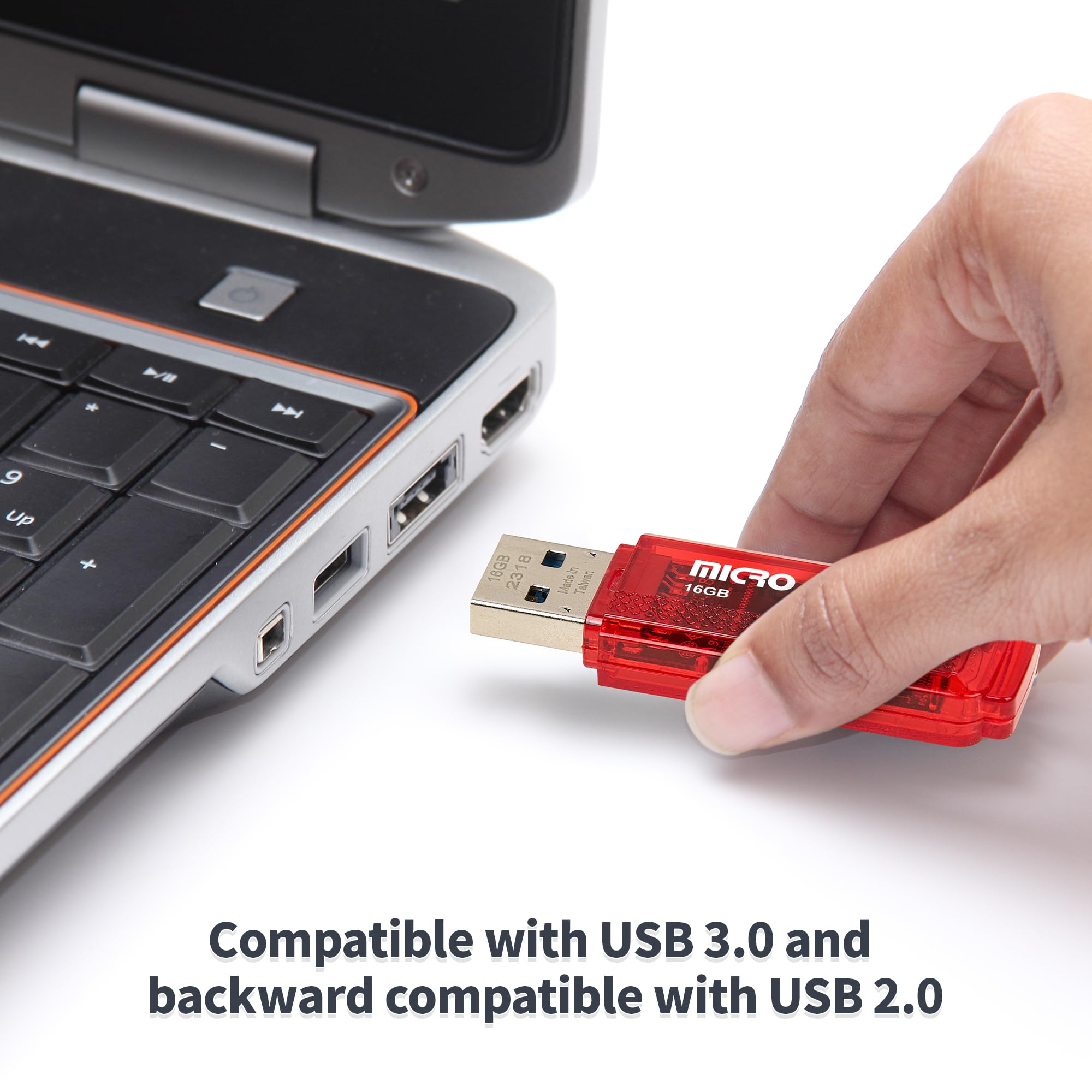 Micro Center SuperSpeed 2 Pack 16GB USB 3.0 Flash Drive Gum Size Memory Stick Thumb Drive Data Storage Jump Drive (16G 2-Pack) - Image 4