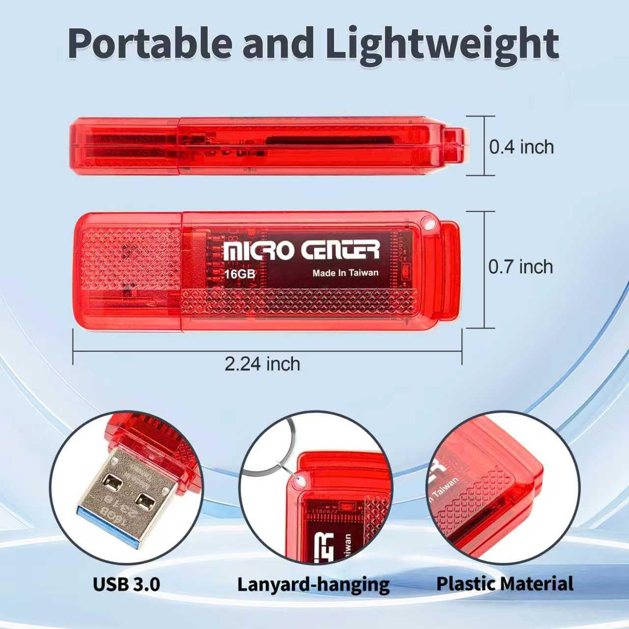 Micro Center SuperSpeed 2 Pack 16GB USB 3.0 Flash Drive Gum Size Memory Stick Thumb Drive Data Storage Jump Drive (16G 2-Pack) - Image 6